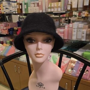 Chic Black Women's Angora Bucket Hat